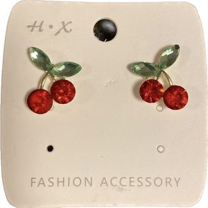 Cherry Earrings, Red, Post Style